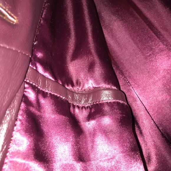Vintage 90s Women Oscar Piel Dark Burgundy Genuine 100% Leather Jacket Coat 2XL - Picture 6 of 13
